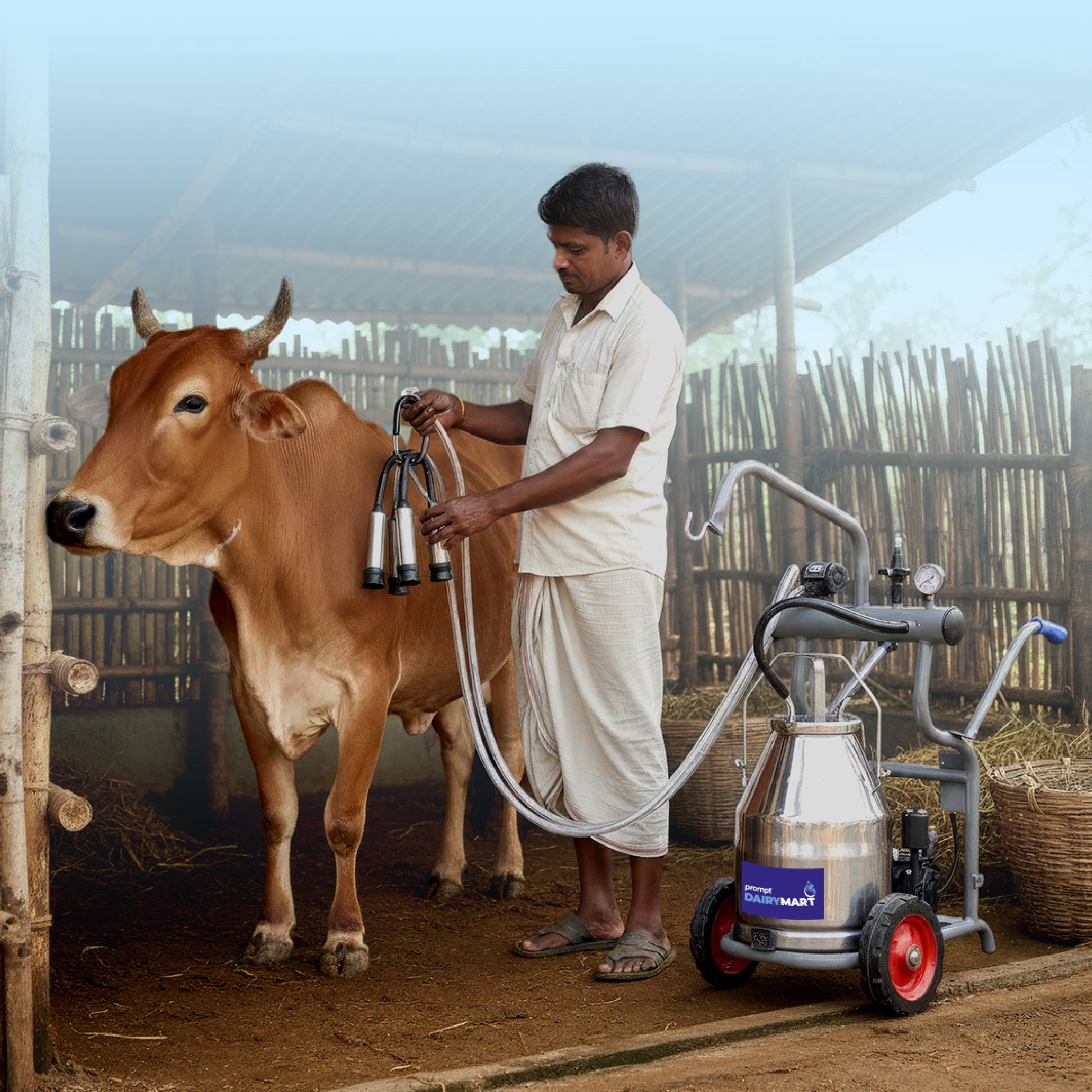MilkEasy Single Bucket Single Cluster Milking Machine - Trolley (1 HP)