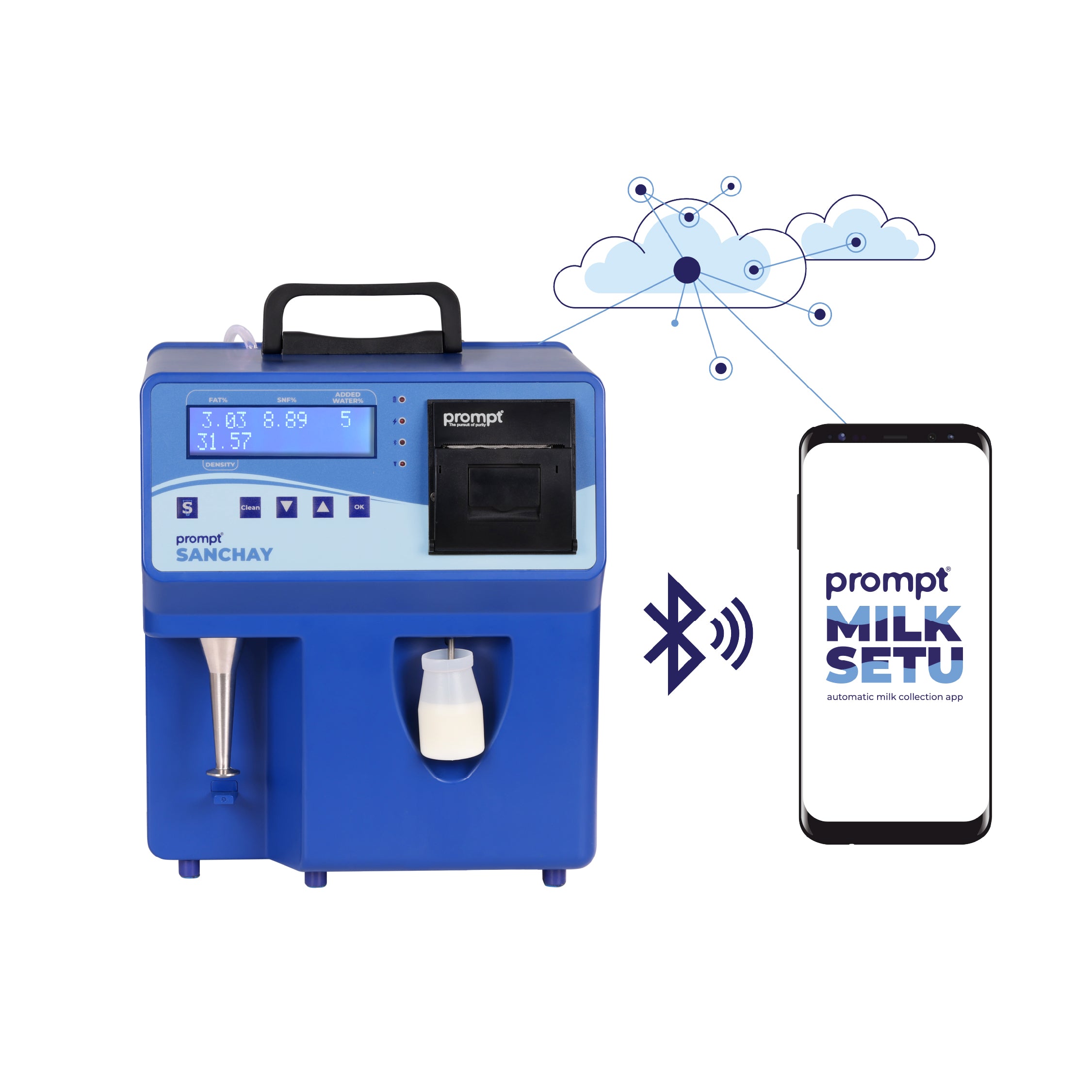 Prompt Sanchay 3-in-1, Milk Collection System - with Digital Data, Testing, and Printer