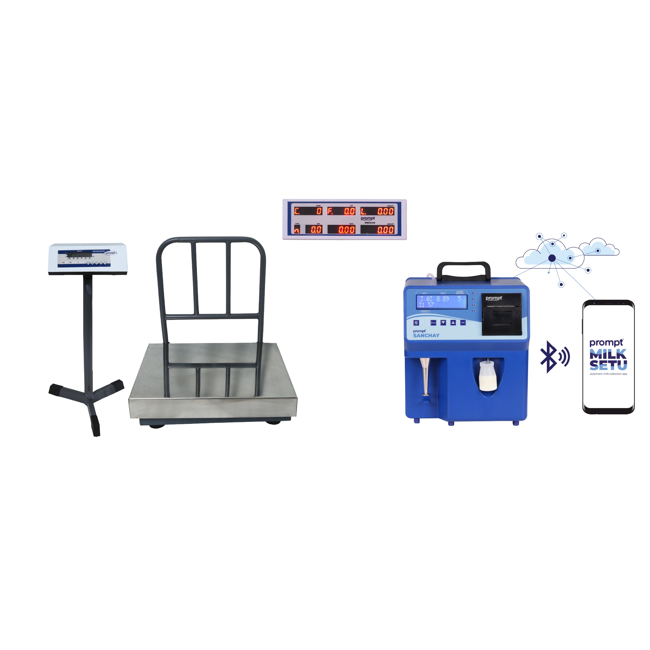 Prompt Sanchay 3-in-1, Milk Collection System - with Digital Data, Testing, and Printer