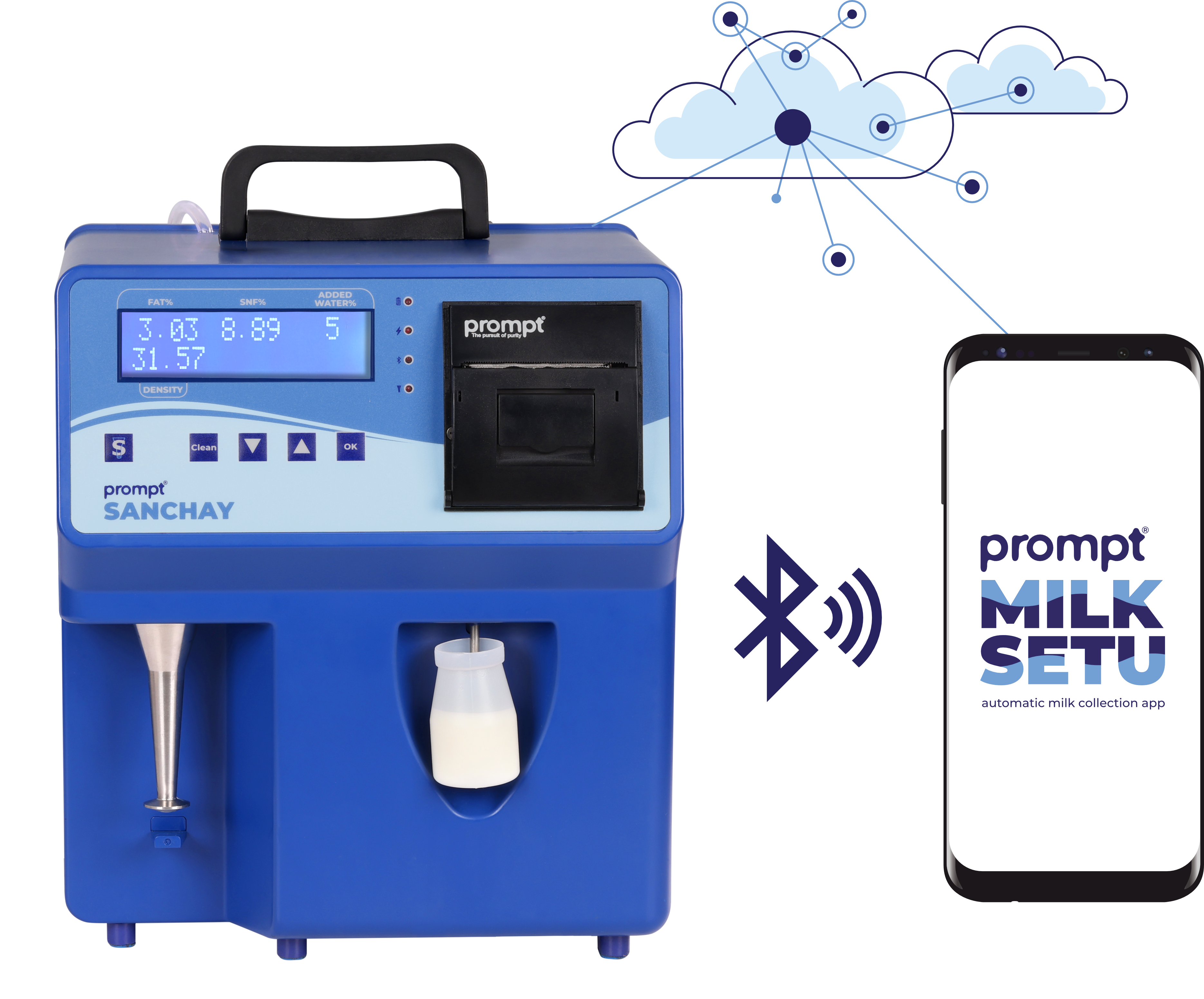Prompt Sanchay 3 in 1, Milk Collection System - डिजिटल डेटा, टेस्टिंग और प्रिंटर के साथ