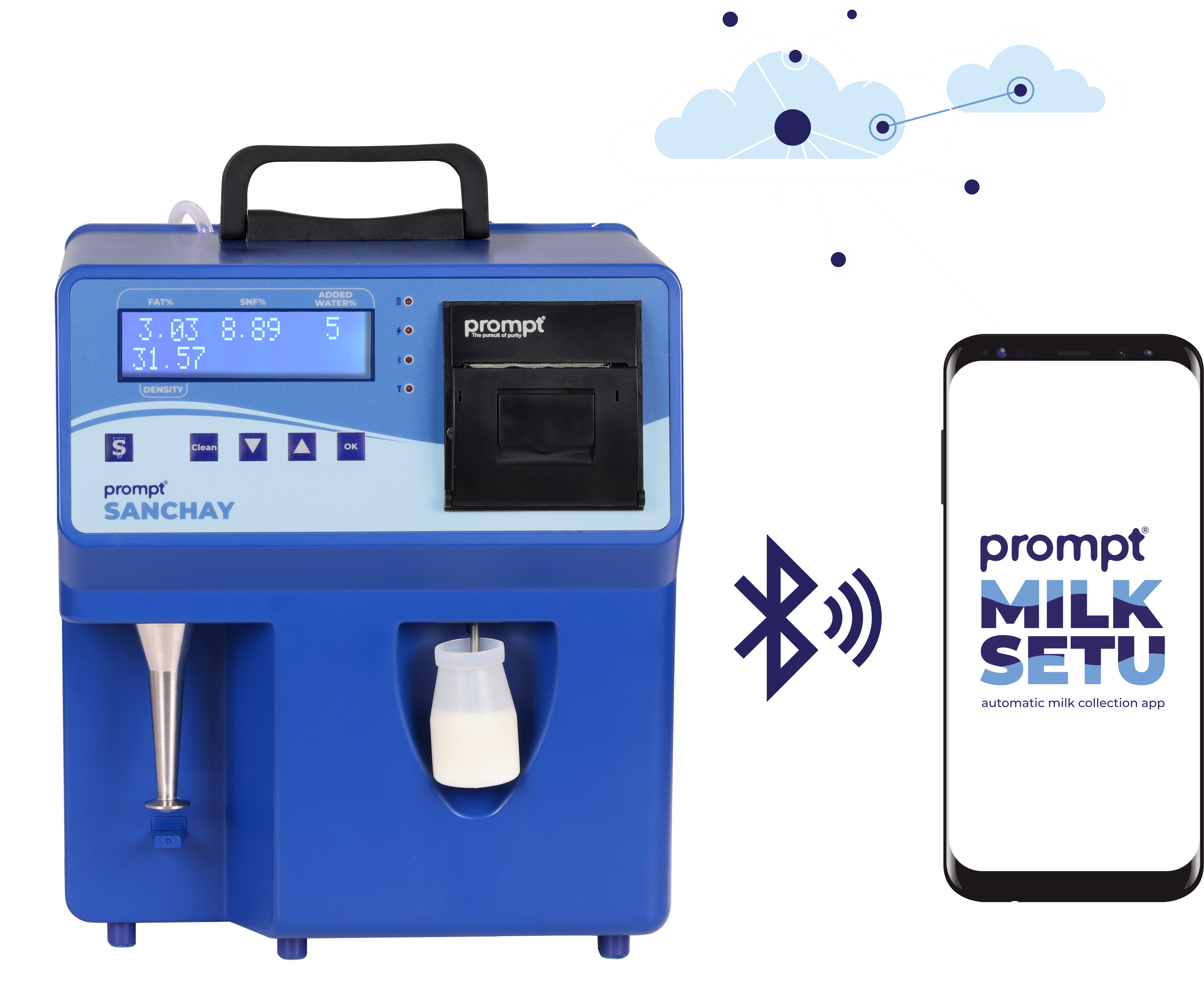 Prompt Sanchay 3 in 1, Milk Collection System - डिजिटल डेटा, टेस्टिंग और प्रिंटर के साथ